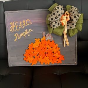 Hello Pumpkin Puzzle Art with Bow